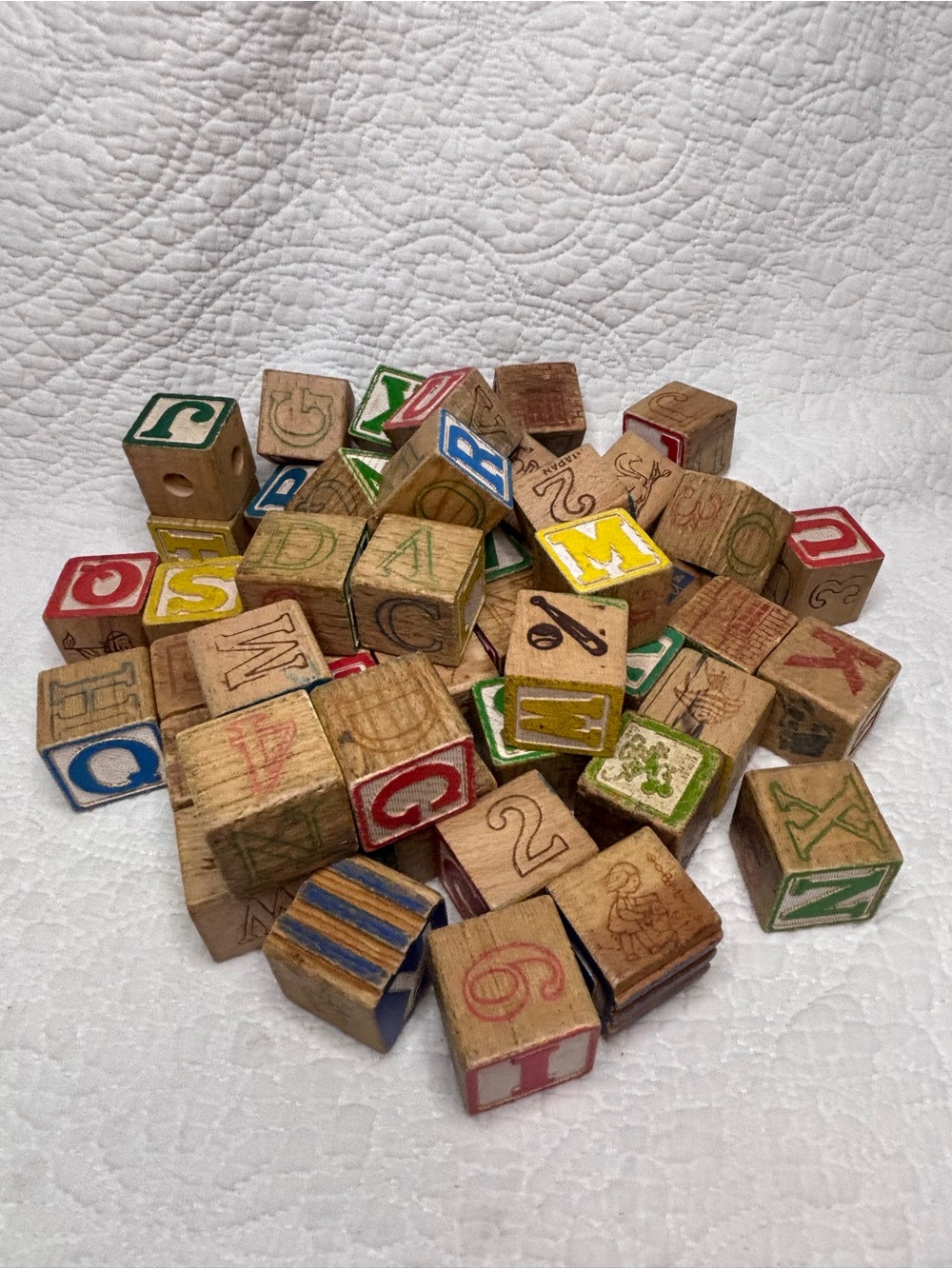 Vintage Classic Wooden Alphabet Blocks - Multicolor Kids Toy Set